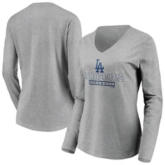 Los Angeles Dodgers Women's Evanston Stencil Long Sleeve V-Neck T-Shirt - MLB