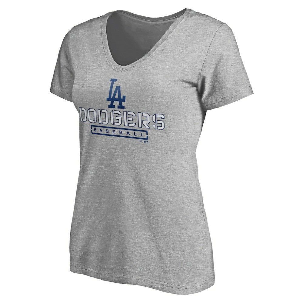 Los Angeles Dodgers Women's Evanston Stencil V-Neck T-Shirt - MLB