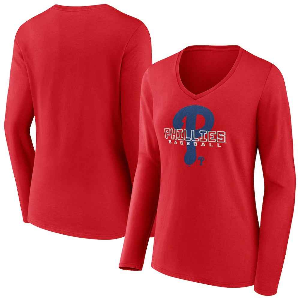 Philadelphia Phillies Women's Stellar Long Sleeve V-Neck T-Shirt - MLB