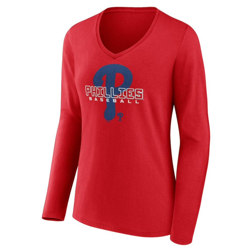 Philadelphia Phillies Women's Stellar Long Sleeve V-Neck T-Shirt - MLB