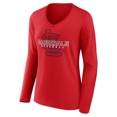St. Louis Cardinals Women's Stellar Long Sleeve V-Neck T-Shirt - MLB