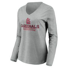 St. Louis Cardinals Women's Evanston Stencil Long Sleeve V-Neck T-Shirt - MLB