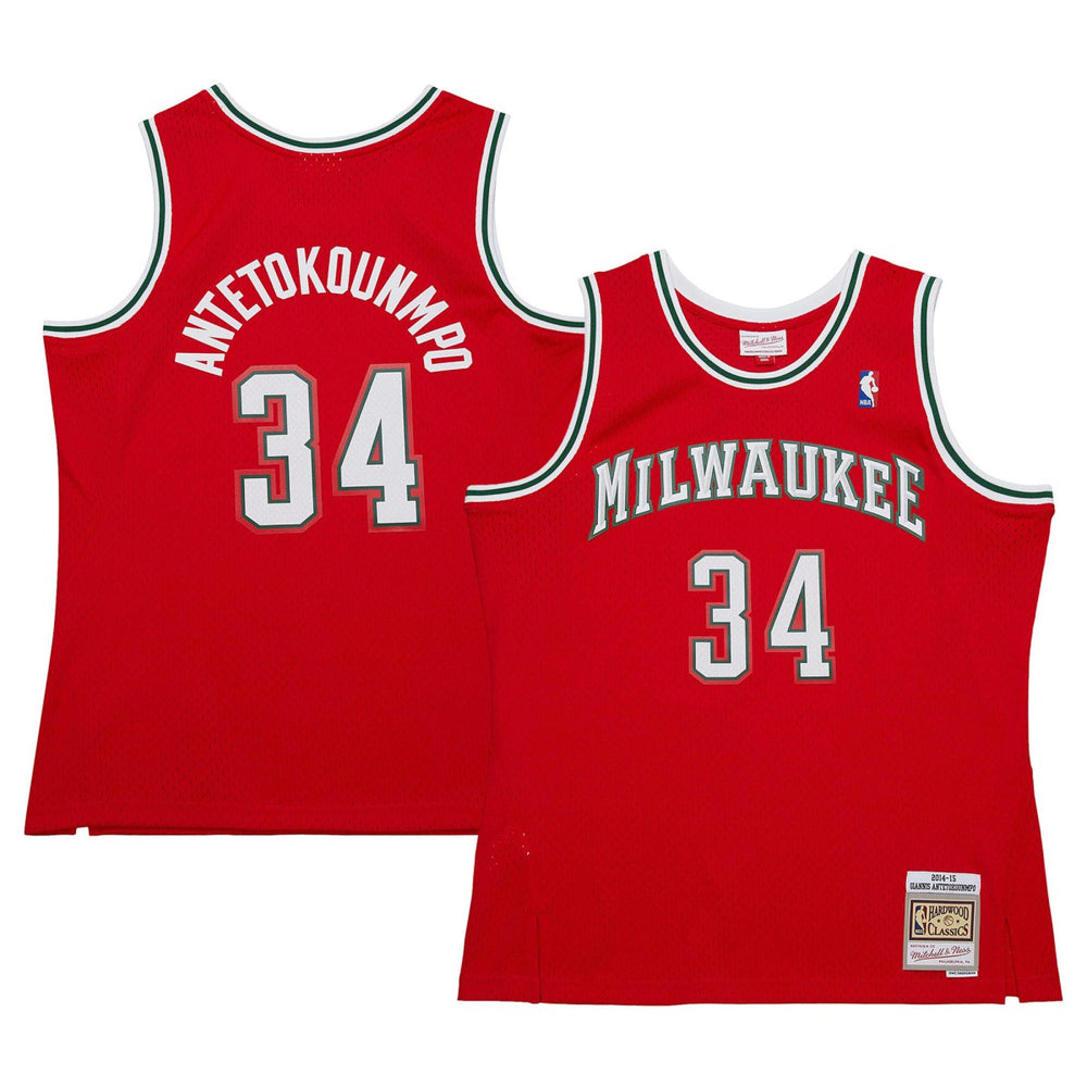 Giannis Antetokounmpo Milwaukee Bucks 2014/15 Hardwood Classics Swingman Jersey Red - NBA