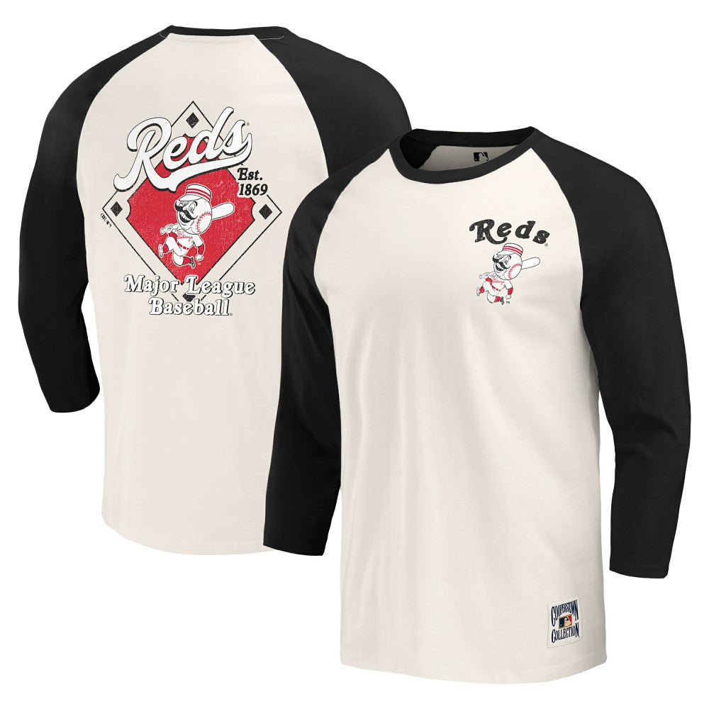 Cincinnati Reds Darius Rucker Collection by Fanatics Cooperstown Collection Raglan 3/4-Sleeve T-Shirt - MLB