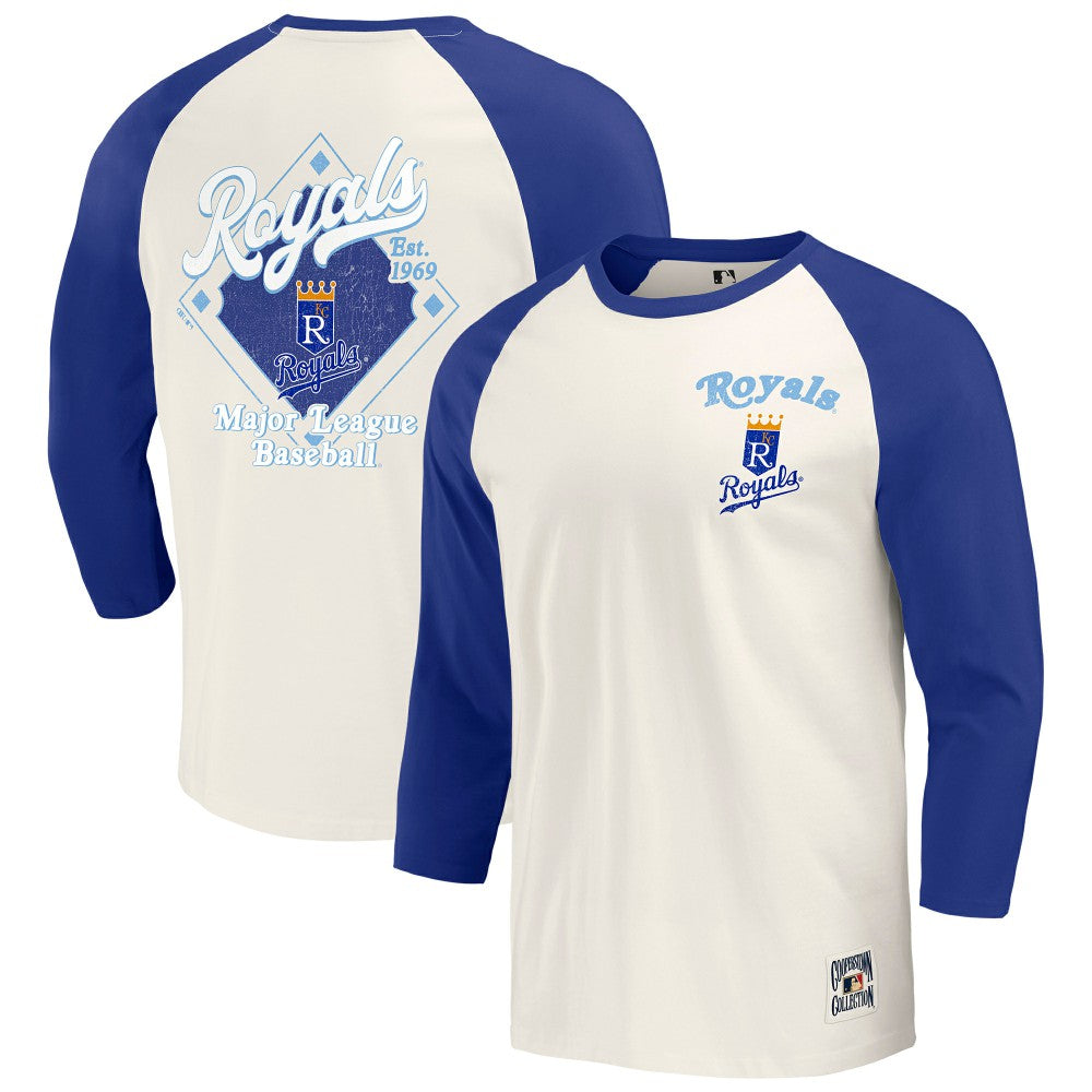 Kansas City Royals Darius Rucker Collection by Fanatics Cooperstown Collection Raglan 3/4-Sleeve T-Shirt - MLB