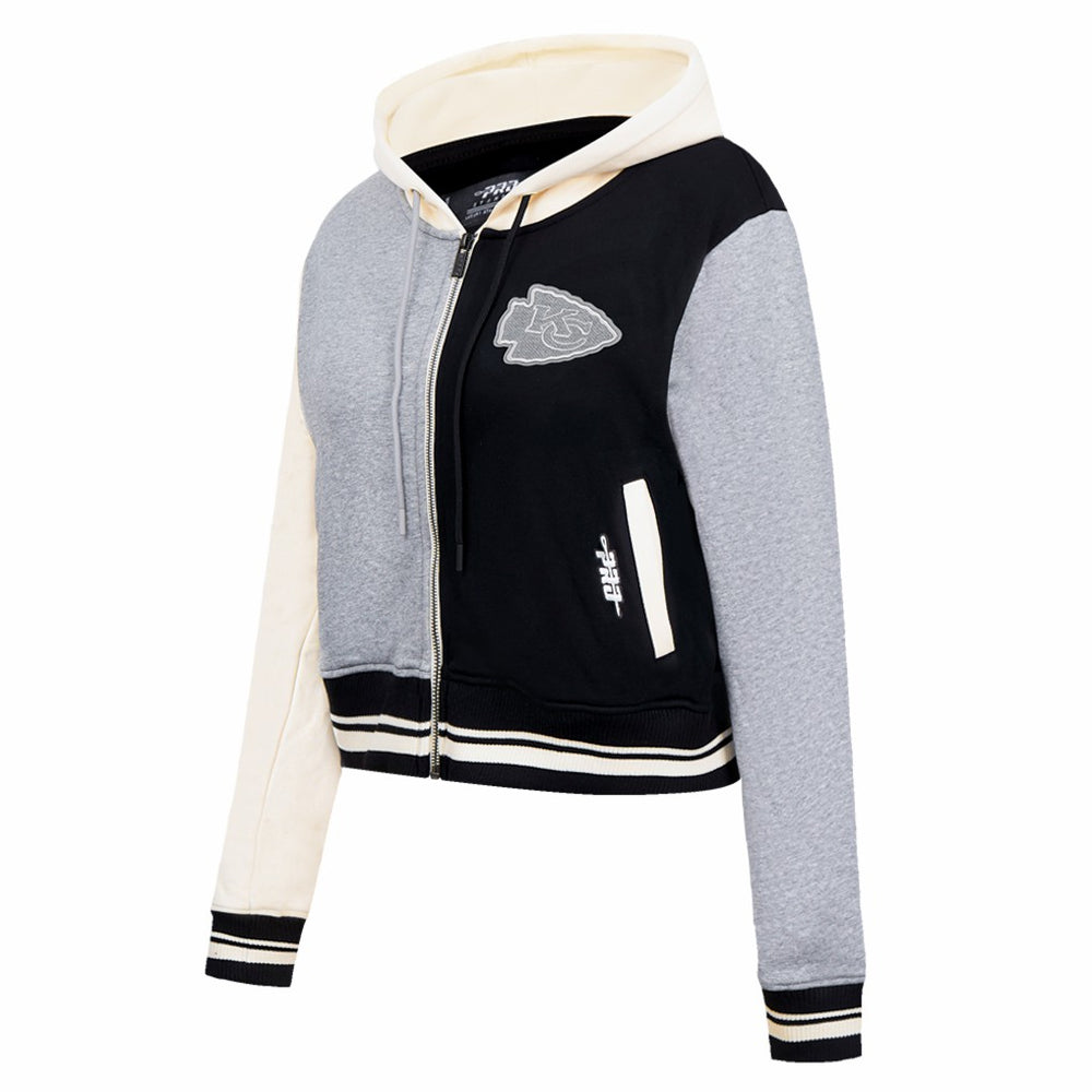 Kansas City Chiefs Pro Standard Women's Reverse French Terry Colorblock Full-Zip Hoodie Gray | NFL