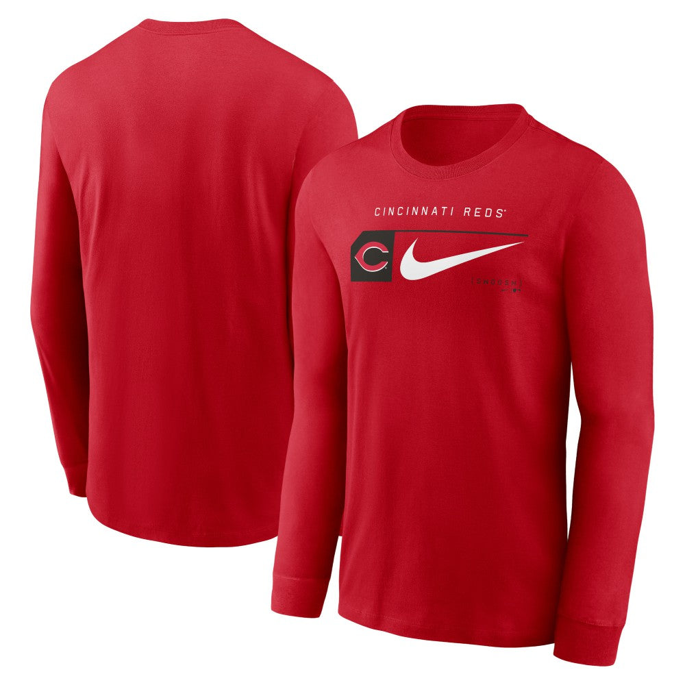 Cincinnati Reds Nike Local Logo Swoosh Lockup Long Sleeve T-Shirt - MLB