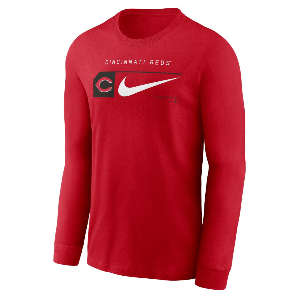 Cincinnati Reds Nike Local Logo Swoosh Lockup Long Sleeve T-Shirt - MLB
