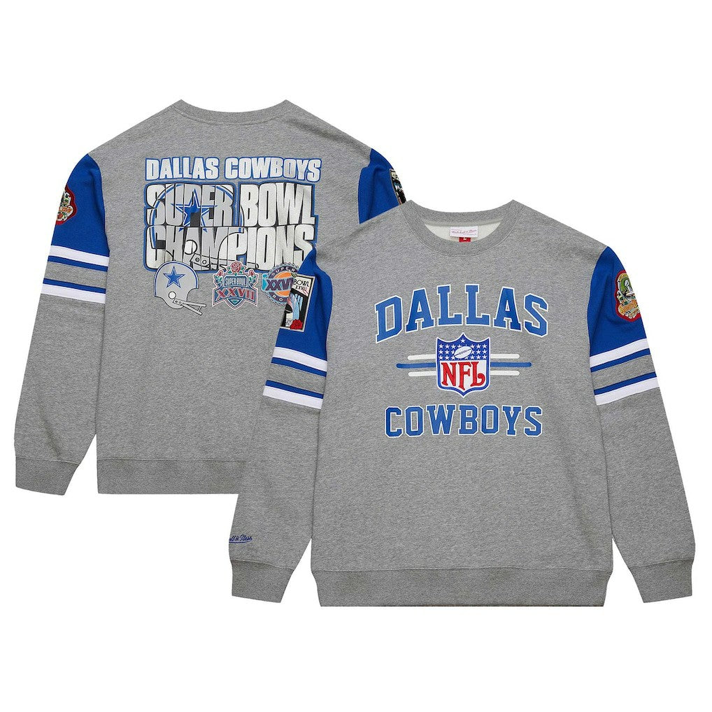 Dallas Cowboys Vintage Logo Pullover Sweatshirt Heather Gray | Mitchell & Ness