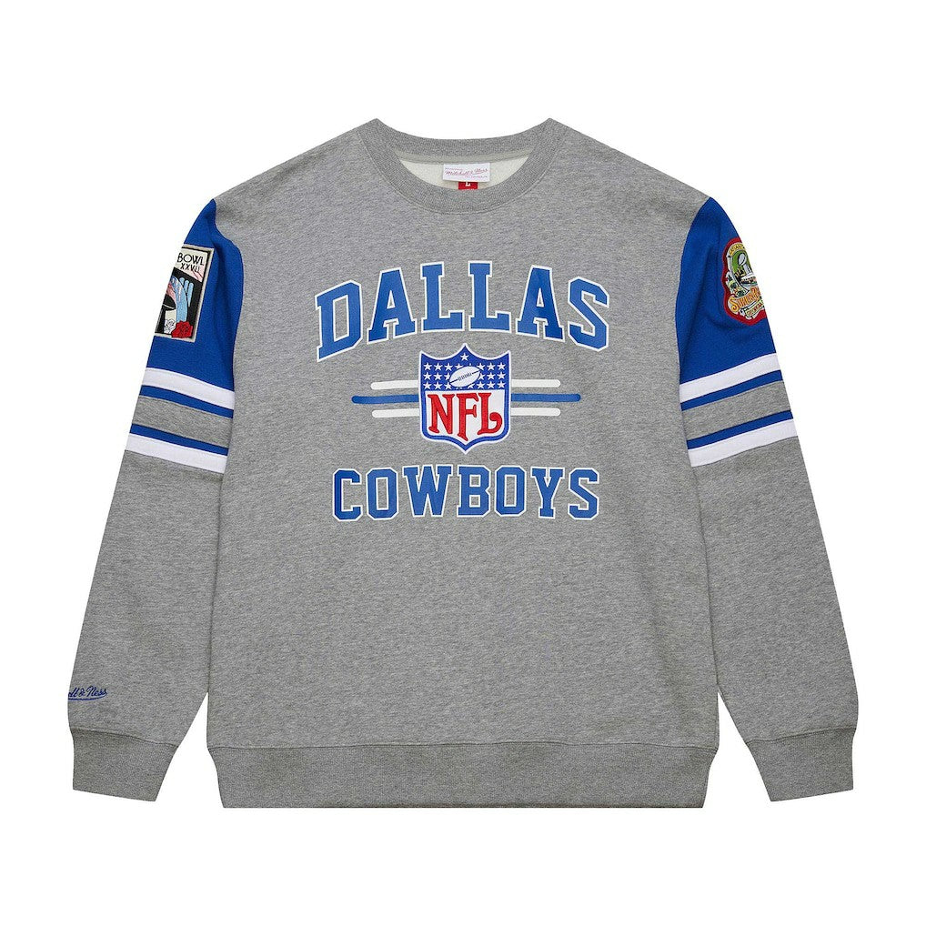 Dallas Cowboys Vintage Logo Pullover Sweatshirt Heather Gray | Mitchell & Ness