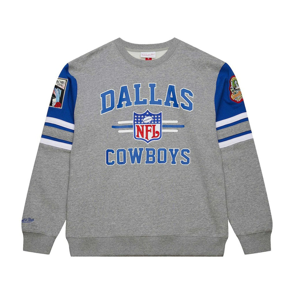 Dallas Cowboys Vintage Logo Pullover Sweatshirt Heather Gray | Mitchell & Ness