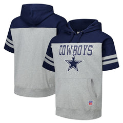 Dallas Cowboys Off Field Vintage Logo Short Sleeve Pullover Hoodie Gray | Mitchell & Ness