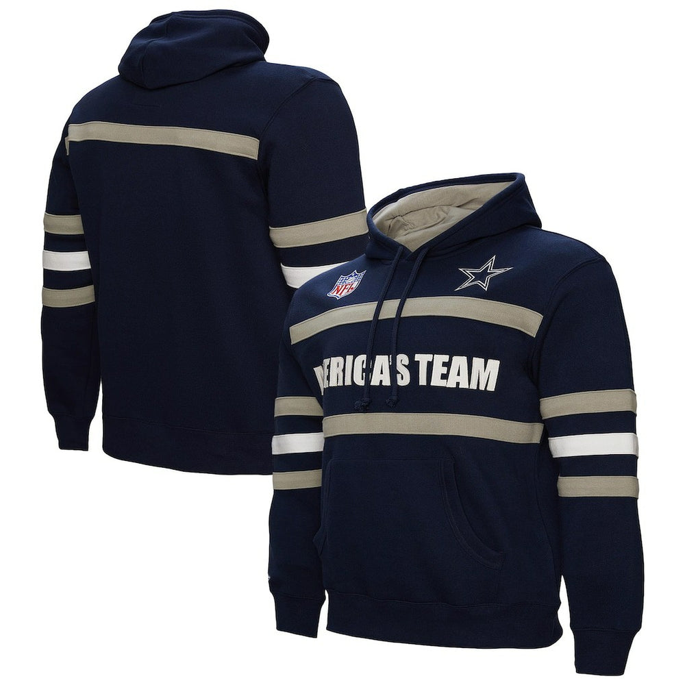 Dallas Cowboys America's Team Head Coach Pullover Hoodie Navy | Mitchell & Ness