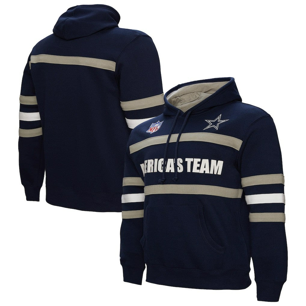 Dallas Cowboys America's Team Head Coach Pullover Hoodie Navy | Mitchell & Ness