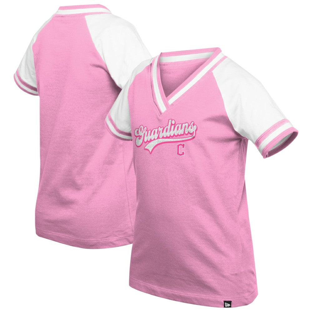 Cleveland Guardians New Era Girls Youth Mommy & Me Raglan V-Neck T-Shirt - MLB