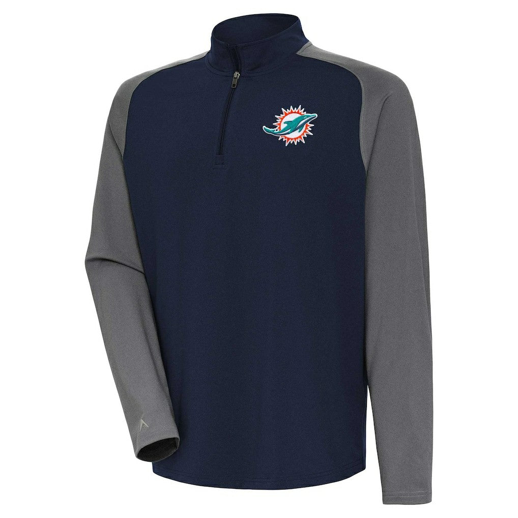 Miami Dolphins Antigua Dauntless Quarter-Zip Top Navy/Gray | NFL