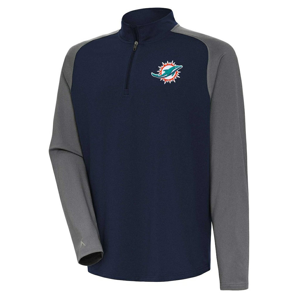 Miami Dolphins Antigua Dauntless Quarter-Zip Top Navy/Gray | NFL