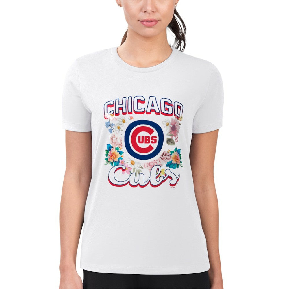 Chicago Cubs G-III 4Her by Carl Banks Women's Super-Slim Fit Lightweight Flowers Graphic T-Shirt - MLB