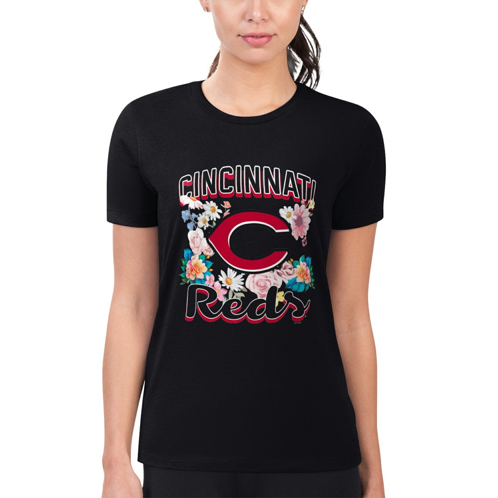 Cincinnati Reds G-III 4Her by Carl Banks Women's Super-Slim Fit Lightweight Flowers Graphic T-Shirt - MLB