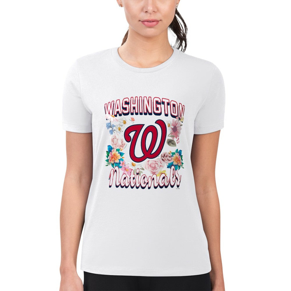 Washington Nationals G-III 4Her by Carl Banks Women's Super-Slim Fit Lightweight Flowers Graphic T-Shirt - MLB