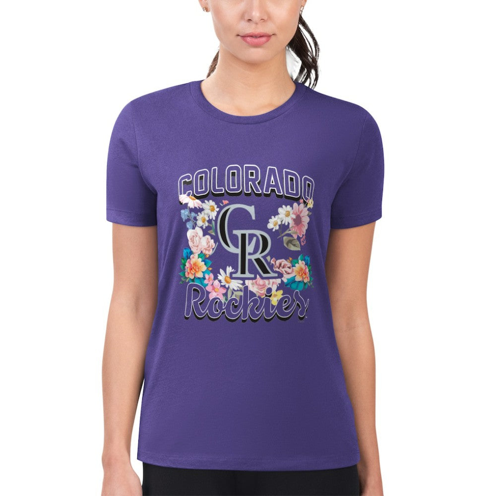 Colorado Rockies G-III 4Her by Carl Banks Women's Super-Slim Fit Lightweight Flowers Graphic T-Shirt - MLB