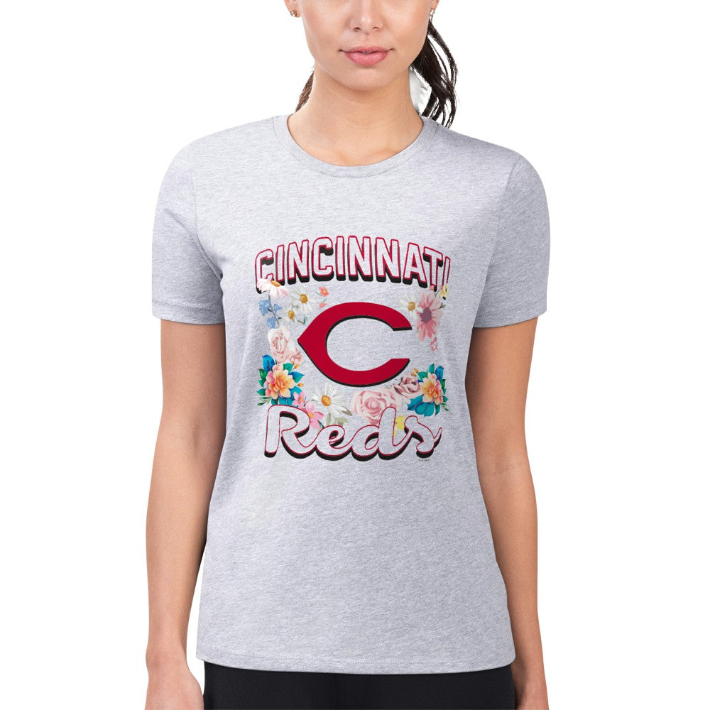 Cincinnati Reds G-III 4Her by Carl Banks Women's Super-Slim Fit Lightweight Flowers Graphic T-Shirt - MLB