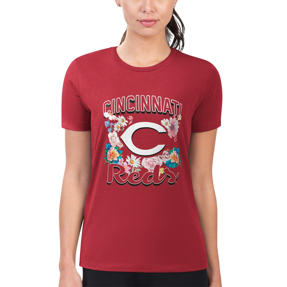 Cincinnati Reds G-III 4Her by Carl Banks Women's Super-Slim Fit Lightweight Flowers Graphic T-Shirt - MLB