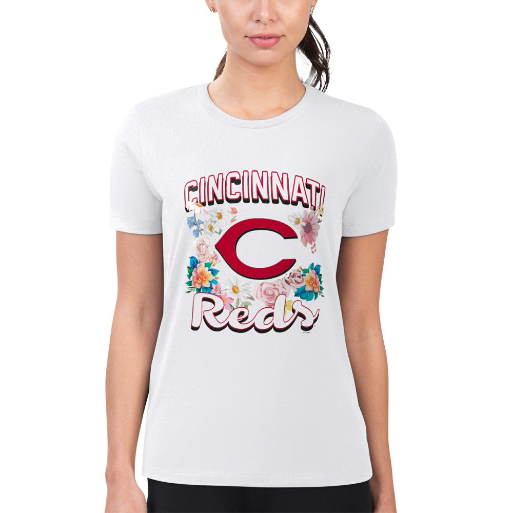 Cincinnati Reds G-III 4Her by Carl Banks Women's Super-Slim Fit Lightweight Flowers Graphic T-Shirt - MLB