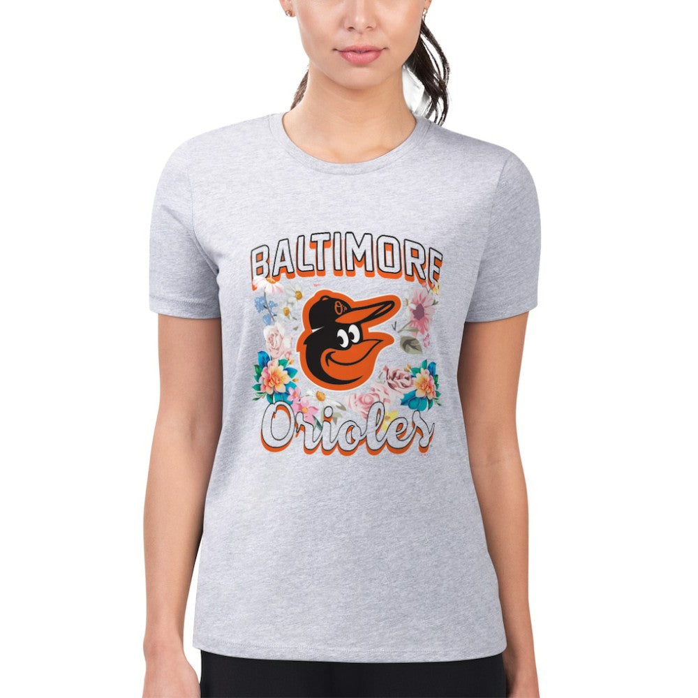 Baltimore Orioles G-III 4Her by Carl Banks Women's Super-Slim Fit Lightweight Flowers Graphic T-Shirt - MLB