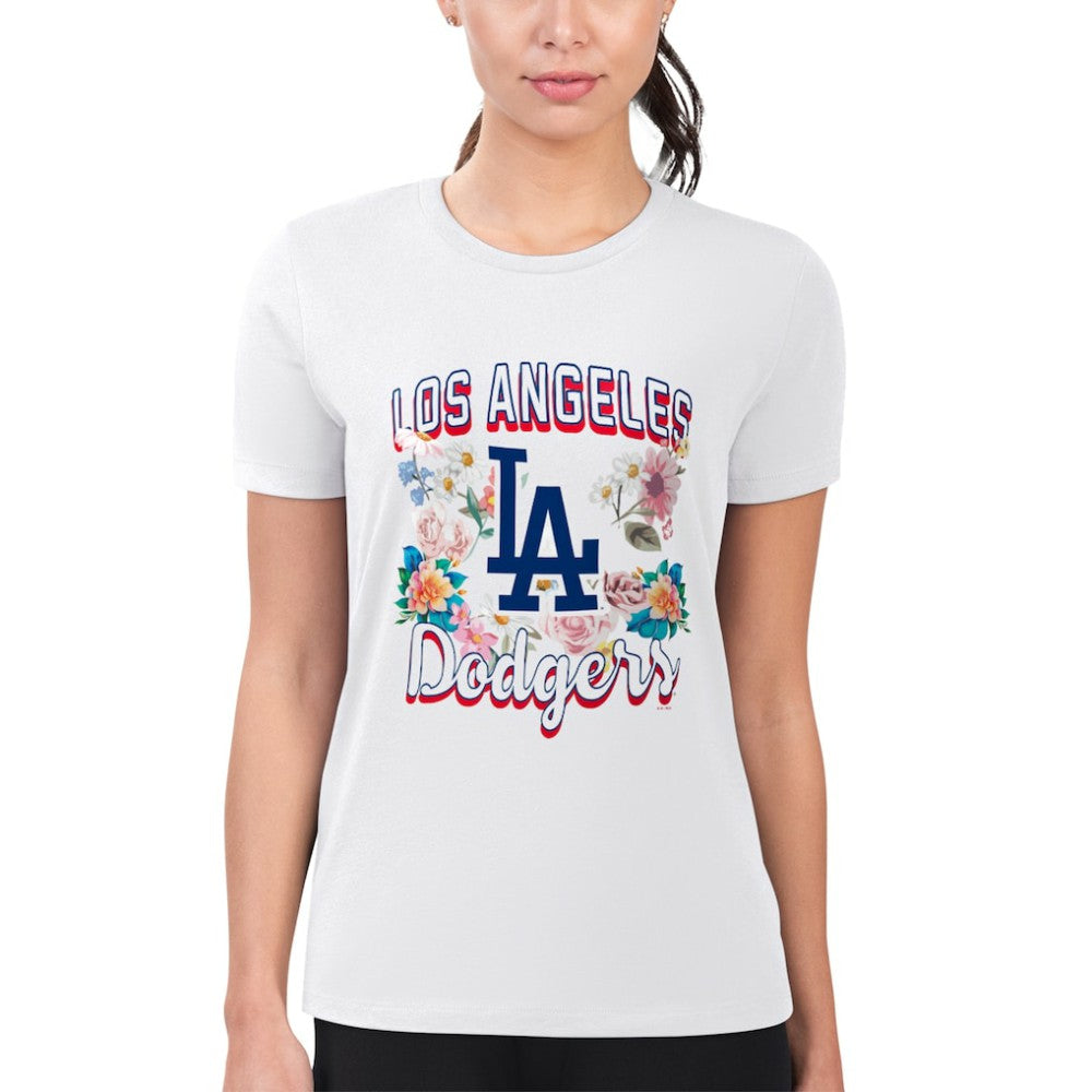 Los Angeles Dodgers G-III 4Her by Carl Banks Women's Super-Slim Fit Lightweight Flowers Graphic T-Shirt - MLB
