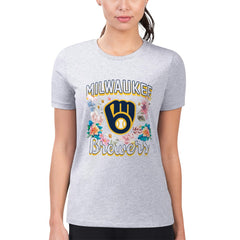 Milwaukee Brewers G-III 4Her by Carl Banks Women's Super-Slim Fit Lightweight Flowers Graphic T-Shirt - MLB