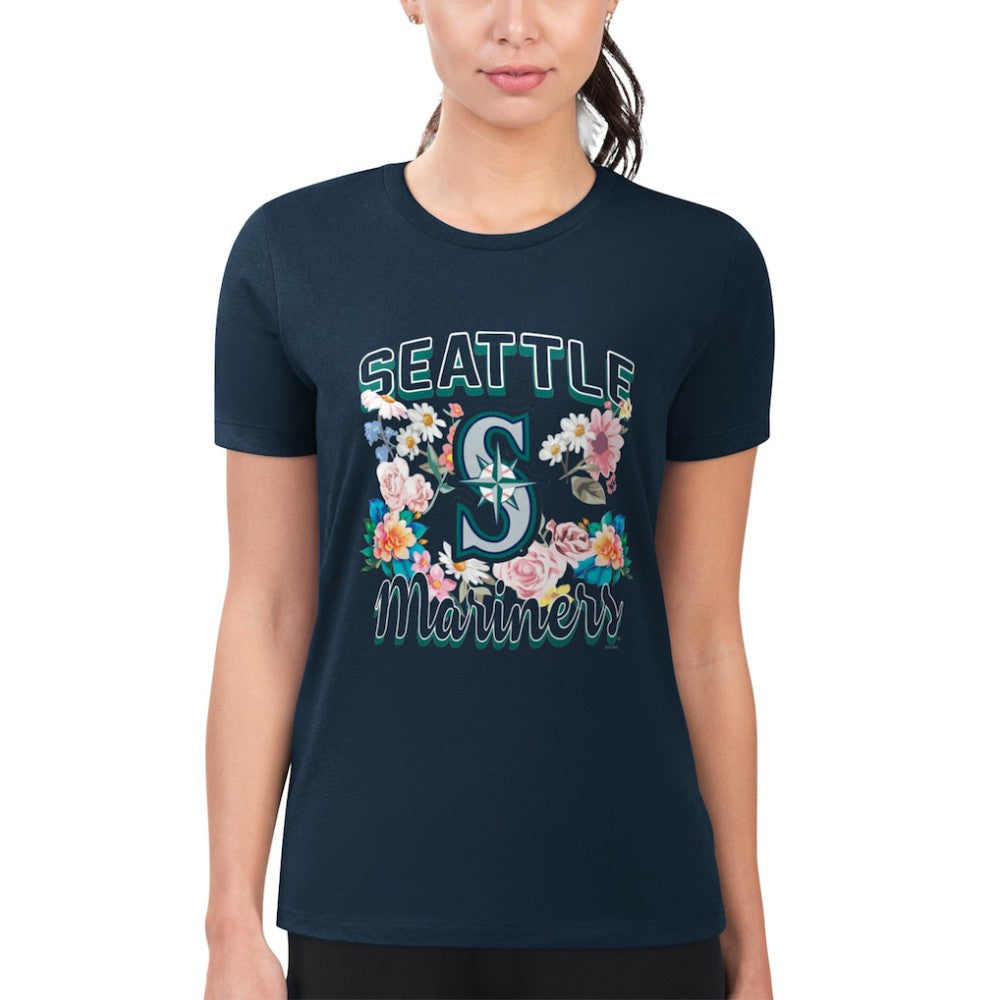 Seattle Mariners G-III 4Her by Carl Banks Women's Super-Slim Fit Lightweight Flowers Graphic T-Shirt - MLB