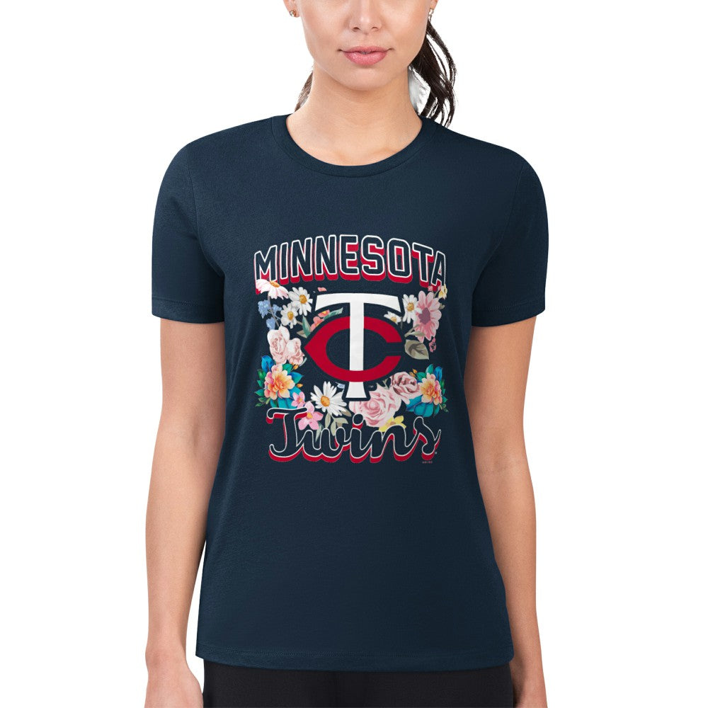 Minnesota Twins G-III 4Her by Carl Banks Women's Super-Slim Fit Lightweight Flowers Graphic T-Shirt - MLB