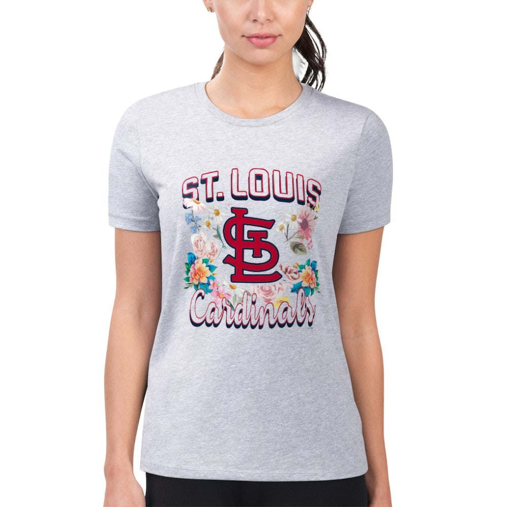 St. Louis Cardinals G-III 4Her by Carl Banks Women's Super-Slim Fit Lightweight Flowers Graphic T-Shirt - MLB
