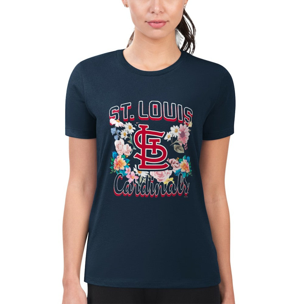 St. Louis Cardinals G-III 4Her by Carl Banks Women's Super-Slim Fit Lightweight Flowers Graphic T-Shirt - MLB
