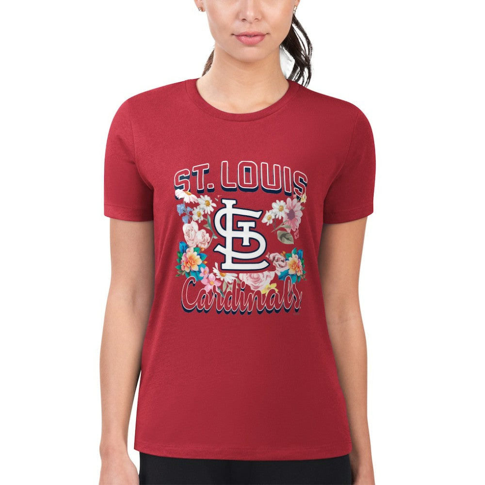 St. Louis Cardinals G-III 4Her by Carl Banks Women's Super-Slim Fit Lightweight Flowers Graphic T-Shirt - MLB