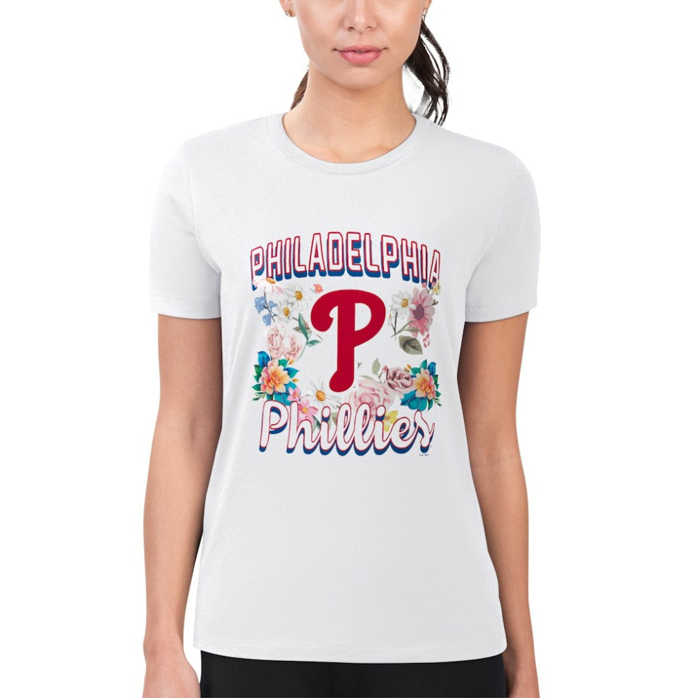 Philadelphia Phillies G-III 4Her by Carl Banks Women's Super-Slim Fit Lightweight Flowers Graphic T-Shirt - MLB