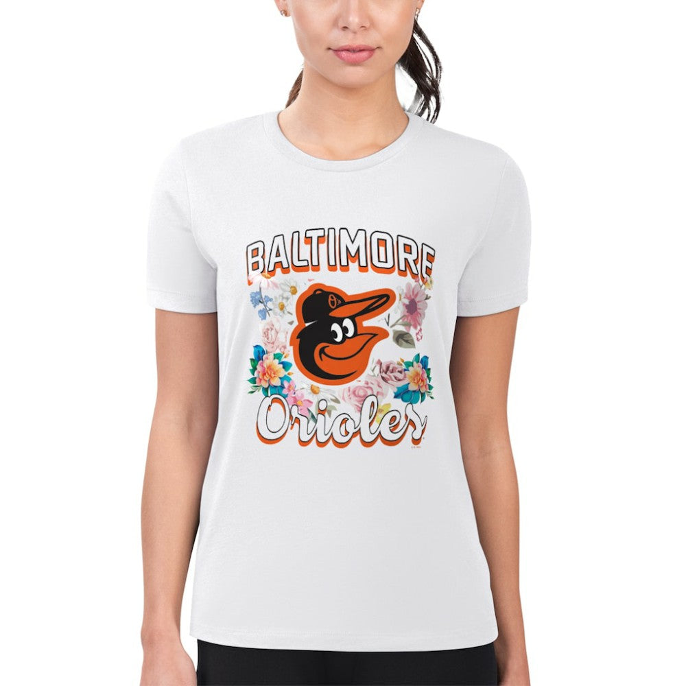 Baltimore Orioles G-III 4Her by Carl Banks Women's Super-Slim Fit Lightweight Flowers Graphic T-Shirt - MLB