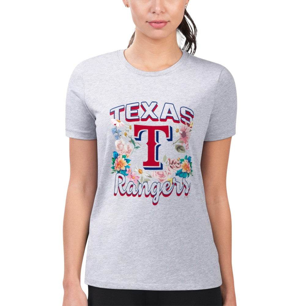 Texas Rangers G-III 4Her by Carl Banks Women's Super-Slim Fit Lightweight Flowers Graphic T-Shirt - MLB