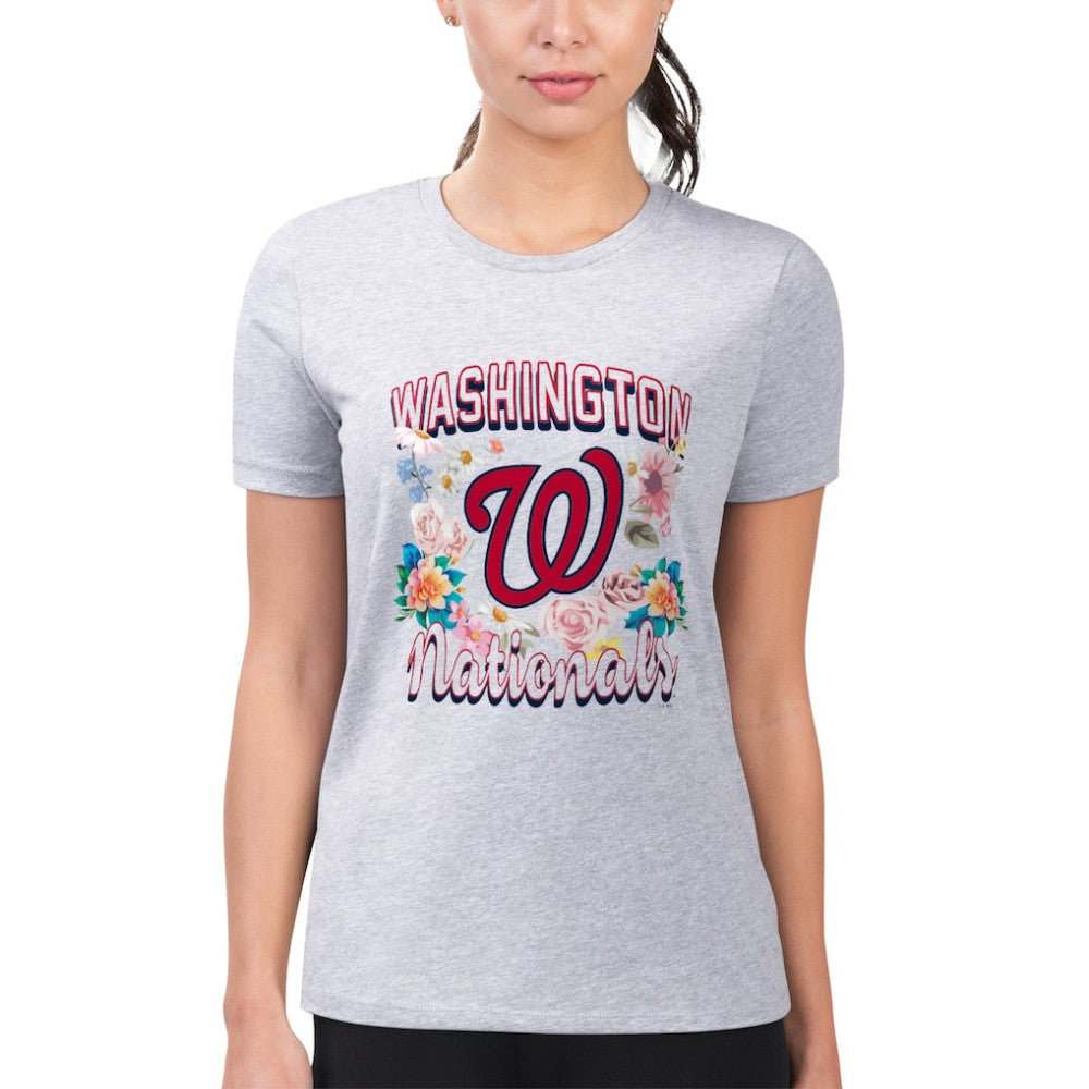 Washington Nationals G-III 4Her by Carl Banks Women's Super-Slim Fit Lightweight Flowers Graphic T-Shirt - MLB