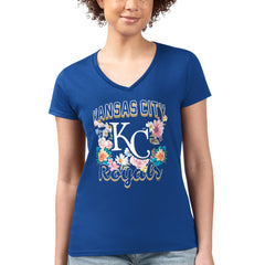 Kansas City Royals G-III 4Her by Carl Banks Women's Super-Slim Fit Lightweight Flowers Graphic V-Neck T-Shirt - MLB