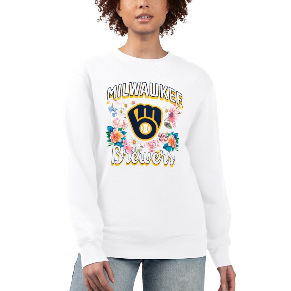 Milwaukee Brewers G-III 4Her by Carl Banks Women's Flowers Graphic Pullover Sweatshirt - MLB