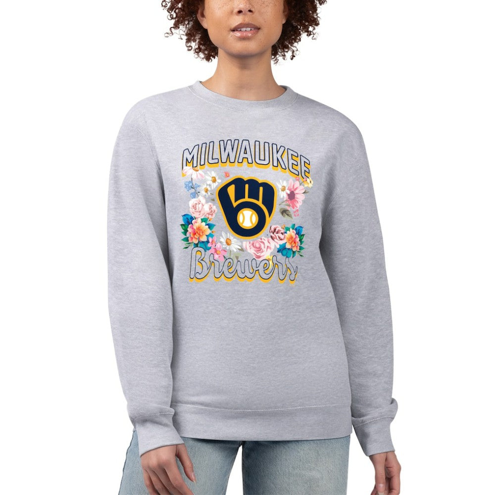 Milwaukee Brewers G-III 4Her by Carl Banks Women's Flowers Graphic Pullover Sweatshirt - MLB