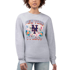 New York Mets G-III 4Her by Carl Banks Women's Flowers Graphic Pullover Sweatshirt - MLB