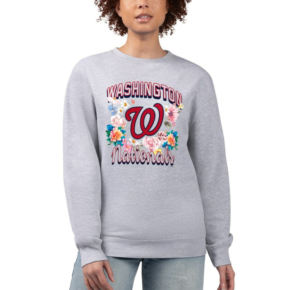 Washington Nationals G-III 4Her by Carl Banks Women's Flowers Graphic Pullover Sweatshirt - MLB