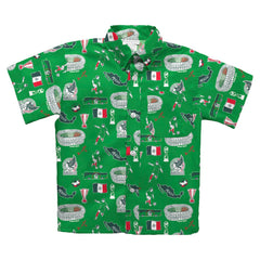Mexico National Team Vive La Fete Youth Impressions Artwork Button-Up Shirt Green - FIFA World CUP