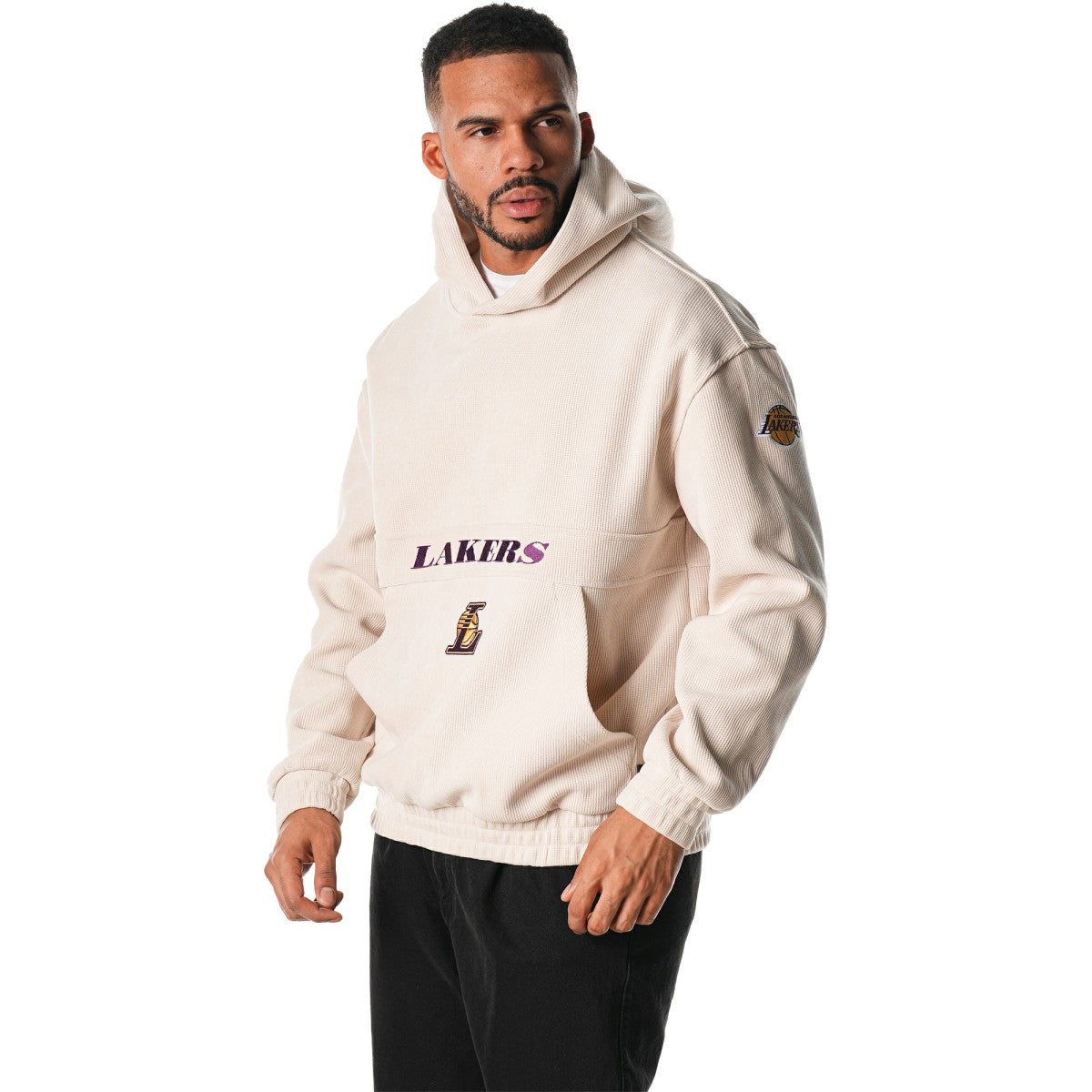Los Angeles Lakers The Wild Collective Unisex Corduroy Tri-Blend Pullover Hoodie Cream - NBA