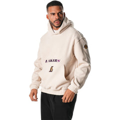 Los Angeles Lakers The Wild Collective Unisex Corduroy Tri-Blend Pullover Hoodie Cream - NBA