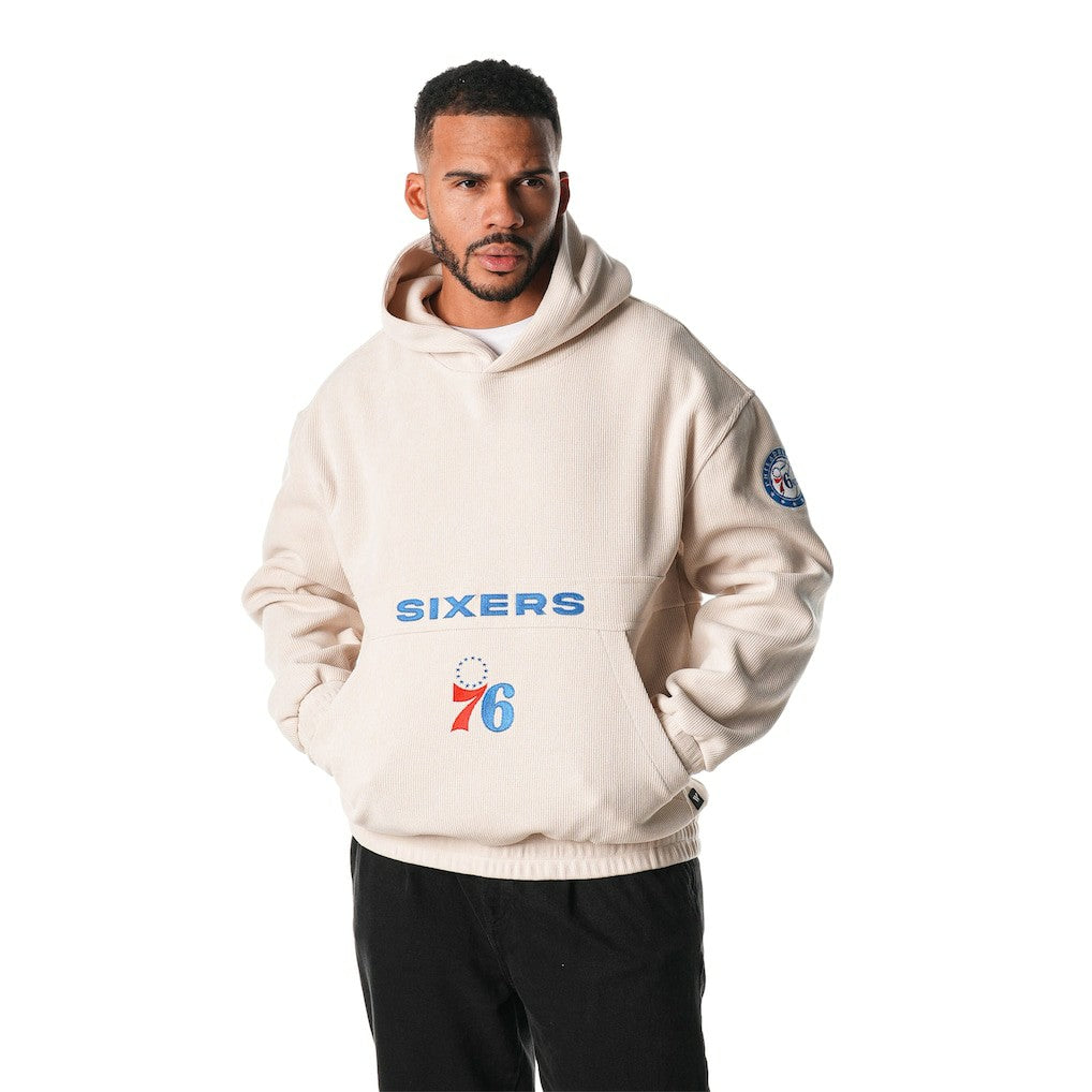 Philadelphia 76ers The Wild Collective Unisex Corduroy Tri-Blend Pullover Hoodie Cream - NBA