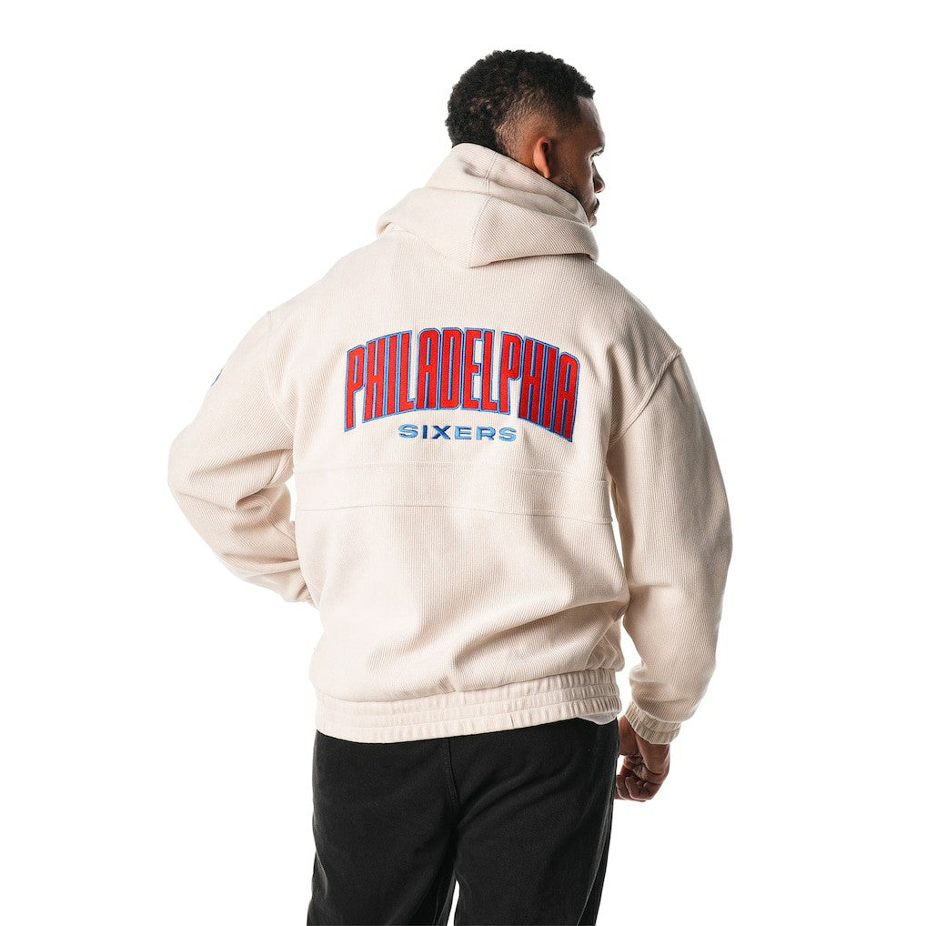 Philadelphia 76ers The Wild Collective Unisex Corduroy Tri-Blend Pullover Hoodie Cream - NBA